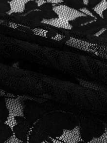 1 pieza Falda asimétrica con encaje de moda para mujer, estilo bohemio, accesorio de cintura, atuendos de vacaciones para mujer, atuendos de verano para mujer - Negro - Ver 3
