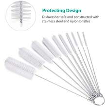 Bộ 10 cọ ống nylon 8 inch, thích hợp để làm sạch các loại chai và cốc cổ hẹp, có móc treo. - nhiều màu - Xem 1