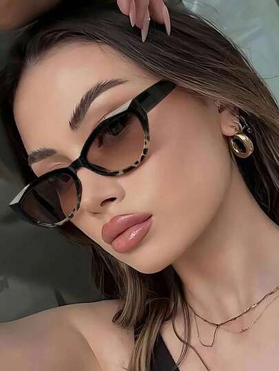 1副女士复古波西米亚猫眼框亚克力玳瑁纹全框时尚眼镜，适合搭配各种服饰，可作礼物