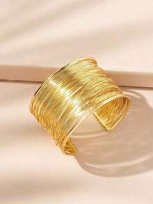 Hollow Out Cuff Bangle - 銀 - 查看 7