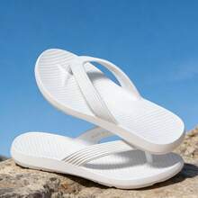 Women's Solid Color Flip Flops, Lightweight Open Toe Casual Flat Sandals, Soft Sole Indoor/Outdoor Slippers, Suitable For Beach And Pool Wear - Off-white - View 4