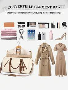 Sacos de Roupa para Viagem Mulheres Bolsa de Viagem Conversível de Couro com Bolso para Sapatos, Bolsa de Viagem Grande para Roupas Vestido Terno Negócios - Multicolorido - Visão 9