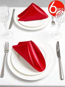 6-12pcs Multi-Colored Satin Napkins, Soft & Smooth Green Silk Napkins, Foldable Into Crown, Opera Fan, Triangle, Rose, French Pleat, High Handle Cup Ear, Suitable For Room, Table, Home Decoration, Suitable For Festivals, Parties, Birthdays, Weddings And Dinners - Multicolor - View 11