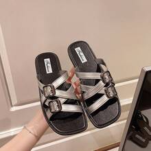 Women Flat Sandals - Black - View 9