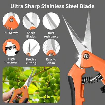 Kéo cắt tỉa cành chính xác AIRAJ 7 inch - Thép không gỉ, kéo làm vườn đa năng dùng cho vườn cây ăn quả, cây cảnh bonsai và cắt tỉa, tay cầm thoải mái.