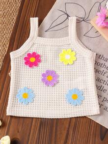 Bộ 2 món cho bé gái, gồm áo khoác và chân váy denim họa tiết hoa jacquard khoét rỗng dễ thương màu mơ, thích hợp cho mùa hè. - Màu be - Xem 4