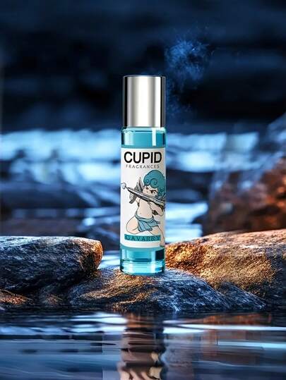 男士丘比特信息素古龙水 - 木质香调，12小时持久留香，精美礼盒 | 浪漫蓝色瓶身设计 | 提升自信，释放男性魅力，适合约会和日常使用，送给男友的理想礼物，10毫升/0.34盎司