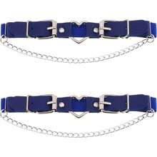 YunPeng Women's Adjustable Leather Leg Garter Belt, Gothic Heart With Chains Leg Thigh Elastic Garter 2PCs - Xanh đậm - Xem 1