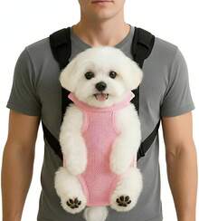 Dog Backpack Carrier/Cat Carrier, Adjustable Pet Front Carriers Travel Bag For Puppy Medium Dogs, Legs Out, Soft Ventilated Doggie Chest Carry Backpacks For Hiking/Camping, 2.5-4 Lbs, Pink - Pink - View 2