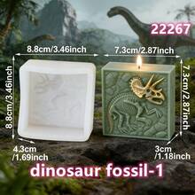 2D/3D硅胶恐龙化石模具，适用于蜡烛/肥皂/树脂/石膏制作，3D动物硅胶树脂浇铸装饰模具，手工制作独特肥皂树脂工艺品礼品 - 白 - 查看 10