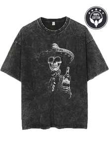 Camiseta unisex manga corta con estampado, cuello redondo, 100% algodón puro, tela suave y transpirable, estilo casual ideal para primavera y verano, ropa de uso diario cómoda - Negro - Ver 4