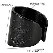 不锈钢大天使米迦勒骑士盾牌保护开口戒指护身符饰品，高品质不锈钢镀18K金，父亲节母亲节礼物，日常佩戴 - 戒指 - 查看 7