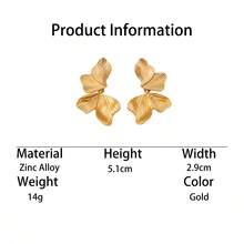 1 Pair Elegant & Chic Summer Beach Style Golden Textured Half-Leaf Pendant Earrings For Women - Yellow Gold - View 6