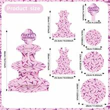 1pc Purple Lightning & Pink Cupcake Stand, Music Birthday Party Decor, Cake Topper, Cupcake Stand & Dessert Table Tray, 3-Tier Cupcake Stand Birthday Party Decoration - View 6