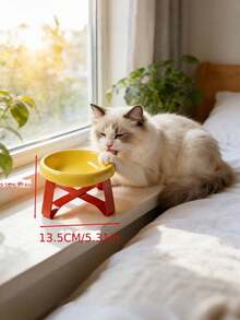 Fashionable 15° Tilted Anti-Spill High-Leg Pet Food Bowl, High-Leg Cat & Dog Bowl, Pet Feeding Bowl With Cervical And Spinal Support Design, Anti-Slip Wide Base, Plastic Material, Suitable For Cats And Small Dogs, Compatible With Wet And Dry Food, Practical Pet Gift - Multicolor - View 9