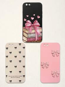 3pcs Bowknot Phone Cases, Soft TPU Full Coverage Anti-Drop Cases With Precise Cutouts, Featuring 3D Rhinestone Bowknot, Healing English Slogan, Hand-Painted Heart Pattern, Suitable For IPhone & Galaxy, Great Gift For Birthday, Holiday, Best Friends - Multicolor - View 41
