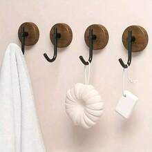 2/3pcs Walnut Wood Wall Hooks, Self-Adhesive, No Drilling Required, Fashionable Style, Easy Installation, Suitable For Clothes, Keys, Towels, Ideal For Kitchen, Bathroom, Door Decor, Wall Decor, Rustic Style Decoration And Home Decor - Multicolor - View 4