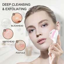 3pcs Silicone Face Scrubber Exfoliating Brush, Manual Handheld Facial Cleansing And Blackhead Scrubber, Soft Bristles Waterproof For Face Skincare (Blue) - 3pcs 藍色 - 查看 2