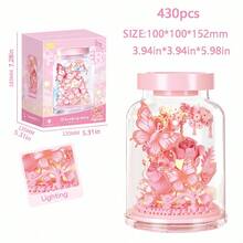 690/560/450/430/410/400pcs Micro Particle Assembly Flower Building Blocks Ornament. Wishing Bottle With 6 Styles Adult Assembly Building Blocks. Mini Flower Assembly Building Blocks In Bottle. Floral Assembly Building Blocks Gift For Teenagers. Rose, Butterfly, Cherry Blossom, Wishing Tree ABS Material Building Blocks Ornament. Desk Decor, Bedroom Decor, Collectible Building Blocks, Birthday Gift, Christmas Gift - Baby Pink - View 18