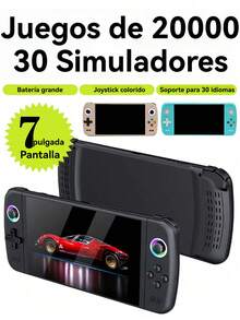 1 pieza Consola de juegos portátil de pantalla grande 3D HD de 7 pulgadas, con 20,000 juegos clásicos retro incorporados, 30 emuladores de PS1/MAME, soporte multilingüe, conexión a TV, equipada con joystick arcade iluminado de PSP - Multicolor - Ver 2