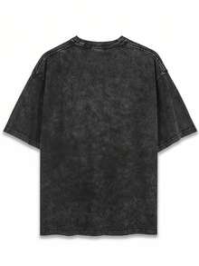 Graphic Tees Men's Dark Gray Saturn And Star Print T-Shirt - Soft Stretchy Knit Fabric, Space-Themed Round Neck Short Sleeves, Machine Washable, Suitable For All Seasons, Casual Streetwear Top, 100% Cotton - 黑色 - 查看 3