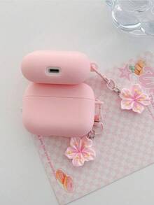 1pc Pink TPU Matte Bluetooth Earphone Protective Case With Sakura Charm, Cute Sakura Design, Compatible ForAirPods Pro 3, Pro (2nd Gen), 3, Pro, 4 Case Cover, Suitable For Daily Use, Spring, Mother's Day, Birthday, Graduation Season, Quick Ship - Baby Pink - View 7