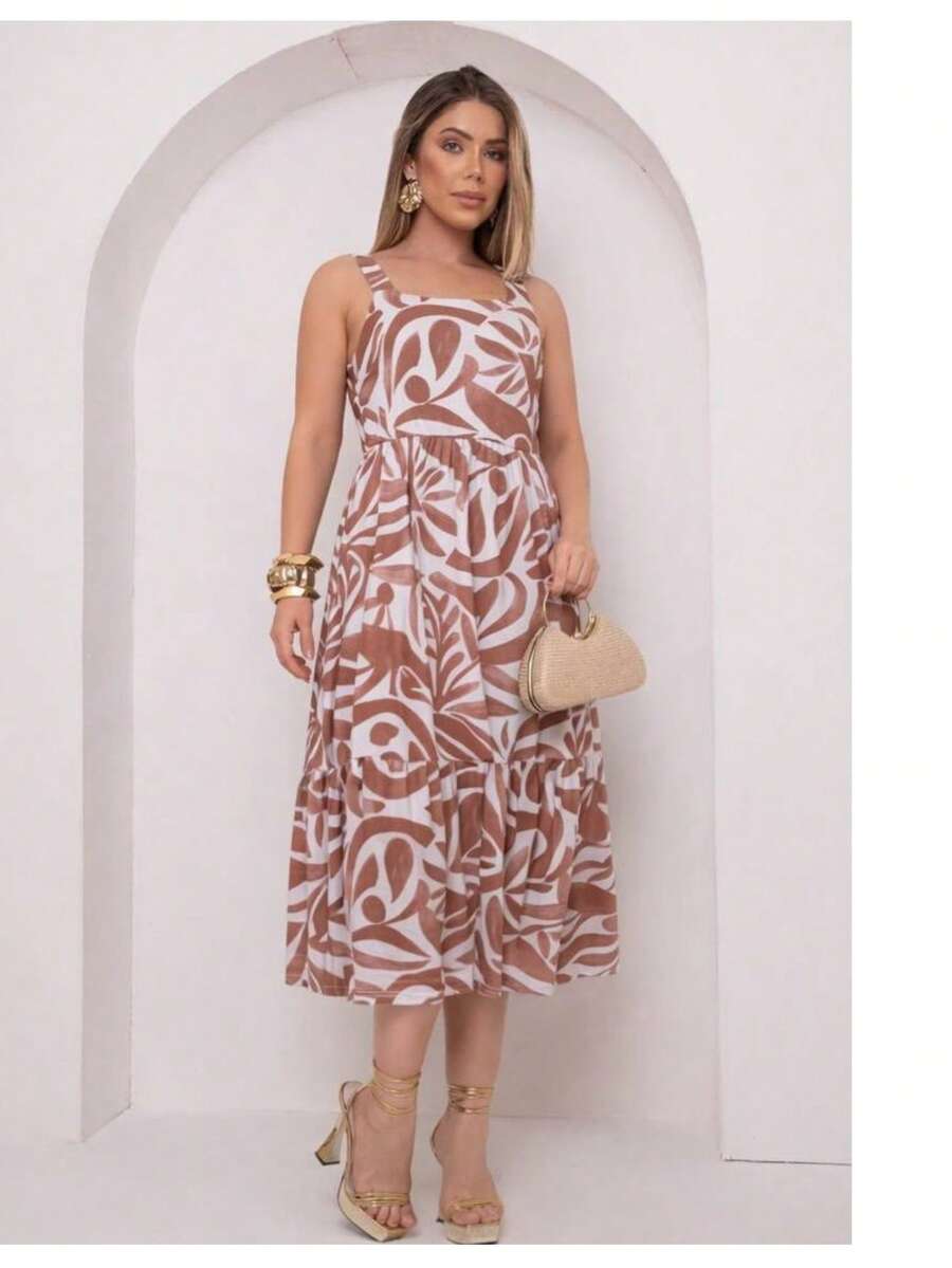 Midi Dress, Christian Fashion Dress For Women, In Casual Knit Fabric - Màu be - Xem 1