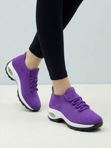 Zapatillas deportivas casuales con amortiguación de aire para mujer, color blanco y rosa, zapatos casuales, zapatos de baile, zapatos de enfermera, zapatos con plataforma - ylf1862 Púrpura - Ver 6