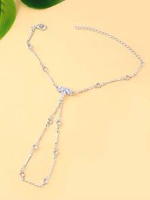 1 chiếc dây chuyền đeo ngón tay kiểu Boho hình lá vàng, thiết kế độc đáo, phụ kiện thời trang đa năng dành cho nữ. - Bạc - Xem 3