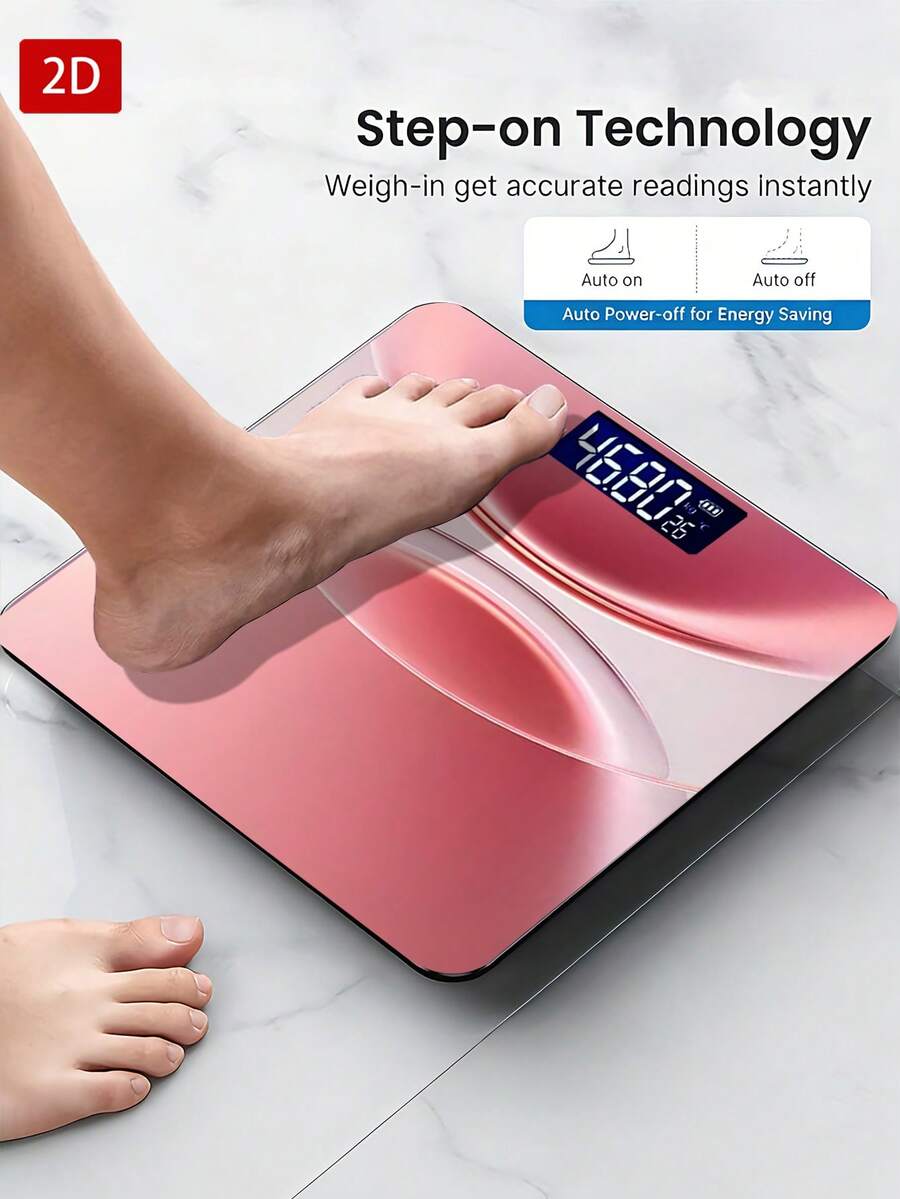1 Pc Pink Mirror Body Weight Scale, Featuring A Backlit LED Display, Precise Measurements, And A Capacity Of Up To 400 Lb/180 Kg