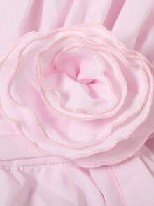 Fairycore Baby Pink 3D Flower Decor Tie Front Romper, Elegant Lantern Sleeve Fluffy Hem Mini Dress, Sweet Party Outfits For Women Vestidos Elegantes De Mujer - Hồng - Xem 6