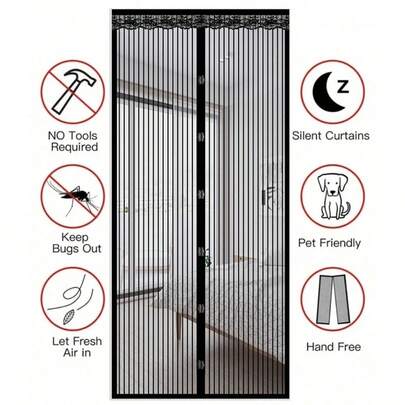 Cửa lưới chống muỗi tự đóng kín bằng nam châm, lưới nylon dày, bền, thoáng khí, thiết kế chống muỗi, dễ lắp đặt, thân thiện với vật nuôi, phù hợp cho cửa trước, cửa trượt, hiên nhà, xe RV, trong nhà và ngoài trời, món quà trang trí nhà cửa mùa hè hoàn hảo.