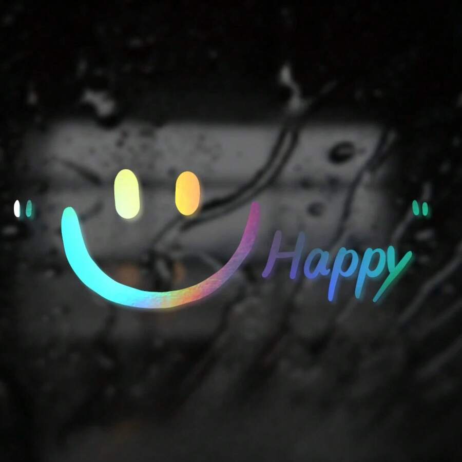 Happy Smiling Face Motorcycle Stickers Front Cowl Fuel Tank Fender Helmet Vinyl Decals Scratch Covering Decoration Stickers - Reflective Laser - View 1