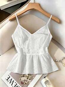 Elegant Delicate French Design Niche White Crochet Hollow Lace Camisole, New Summer Layering Sleeveless Top Casual - White - View 1