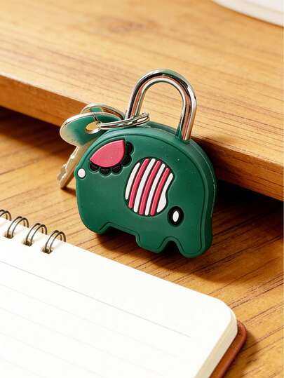 1pc Green Elephant Padlock, Animal Padlock, Mini Padlock, Daily Use, 2 Keys/Cute Shell/Zinc Alloy/Copper Core Plastic Mini Padlock/Small/Sturdy