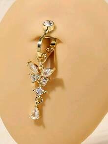 1件水钻蝴蝶肚脐环，女士仿穿孔饰品 - 彩色 - 查看 5