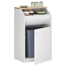Trash Cabinet Freestanding Trash Can Cabinet Wooden Recycling with Flip Door 10 Gallon Hidden Kitchen Garbage Can for Kitchen Living Room White WB01WT - Blanco - Ver 1