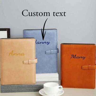 Customized LOGO A6 Refillable Notebook, Leather Cover With Clasp, High-End Personalized Notebook, Minimalist Stationery, Business Gift, Birthday Present, Teacher's Gift, Office & Daily Use