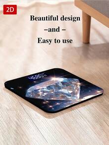 1 pieza Báscula electrónica con pantalla LED, báscula de baño plana 2D con diseño de diamante brillante, plataforma de pesaje decorativa - Adecuada para uso a largo plazo, satisface las necesidades de pesaje del hogar, utiliza pilas AAA (pilas no incluidas) - Multicolor - Ver 7