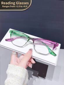 1pc Cat Eye Style Vintage Reading Glasses For Women, Clear Lens Magnifying Computer Readers, Strength +1.0 To +4.0 - Transparent - View 9