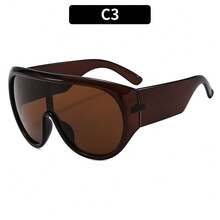 1 Pcs/Set, New Large-Frame Sports Protective Sunglasses,  Men's And Women's Personalized Sunglasses. - 茶色鏡框搭配深茶色鏡片 - 查看 1