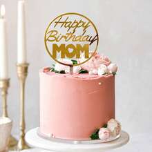 1pc/3pcs/6pcs Best Mom Gold & Pink Acrylic Cake Topper, Mother's Day Party Supplies - Multicolor - View 2