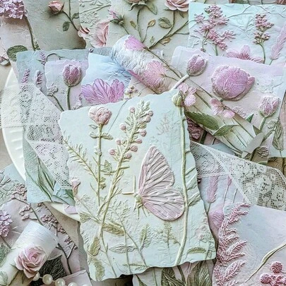 1 Pack Sheets Vintage Plant, Flower, Tree Leaf DIY Decorative Scrapbooking Background Paper