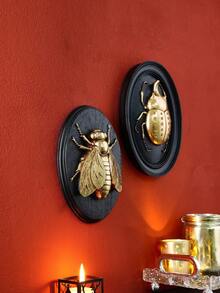 1pc Gold Beetle Series Decorative Hanging Ornament, Black Oval Frame, Beetle Shaped ABS Resin Handmade Wall Decor, Suitable For Insect Enthusiasts, Insect Museums, Theme Parties, Home Wall Decor, Christmas Decoration, Christmas Home Gifts, Christmas Ornaments - Multicolor - View 7