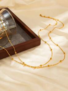 1 chiếc dây đeo eo nữ phong cách Bohemian tối giản bằng thép không gỉ mạ vàng 18K, dây đeo bikini gợi cảm, dây đeo bụng nhiều lớp, dây hạt eo, dây xích hình rắn chống thấm nước, phụ kiện trang sức cơ thể - Vàng - Xem 5