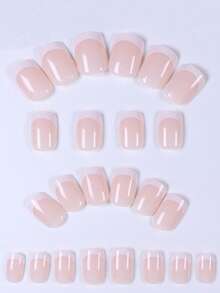 120 Pieces Of Square All-Over Pressing White-Edge Powder-Style French Manicure Stickers Press On Nails - White - View 3