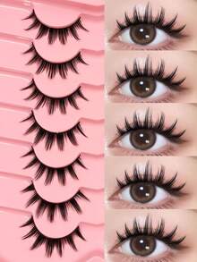 Asiteo 7 Pairs Anime False Eyelashes, Soft And Comfortable Faux Mink Lashes, Reusable, Suitable For Beginners And Makeup Artists, Beauty Blogger Makeup Lashes, Perfect For Daily Cartoon Eye Makeup, Cartoon Lashes, Cosplay, Party, Beach - Spiky Manga Lashes - View 1