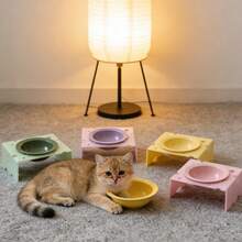 1个陶瓷宠物碗，带亚克力增高支架，底座稳固，防溢漏，高温烧制陶瓷，易于清洁，防碰撞 - 180毫升 - 查看 5