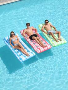 1pc Striped Inflatable Float, Macaron Color Wavy Stripe Design, With Inflatable Pillows On Both Ends, PVC Material, Suitable For Beach, Swimming Pool, Seaside, Water Park, Party Use - Striped Inflatable Float - View 9