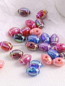 5-20颗橄榄球形状的UV涂层散珠，DIY手工手机挂绳，珠宝制作材料 - 彩色 - 查看 6